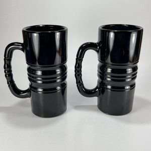 Indiana Glass Black Mugs Tiara Exclusive 10036 Baluster Milk Opaque 12oz Lot 2